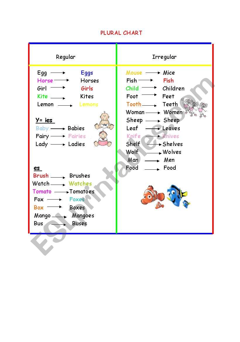 REGULAR & IRREGULAR PLURAL CHART