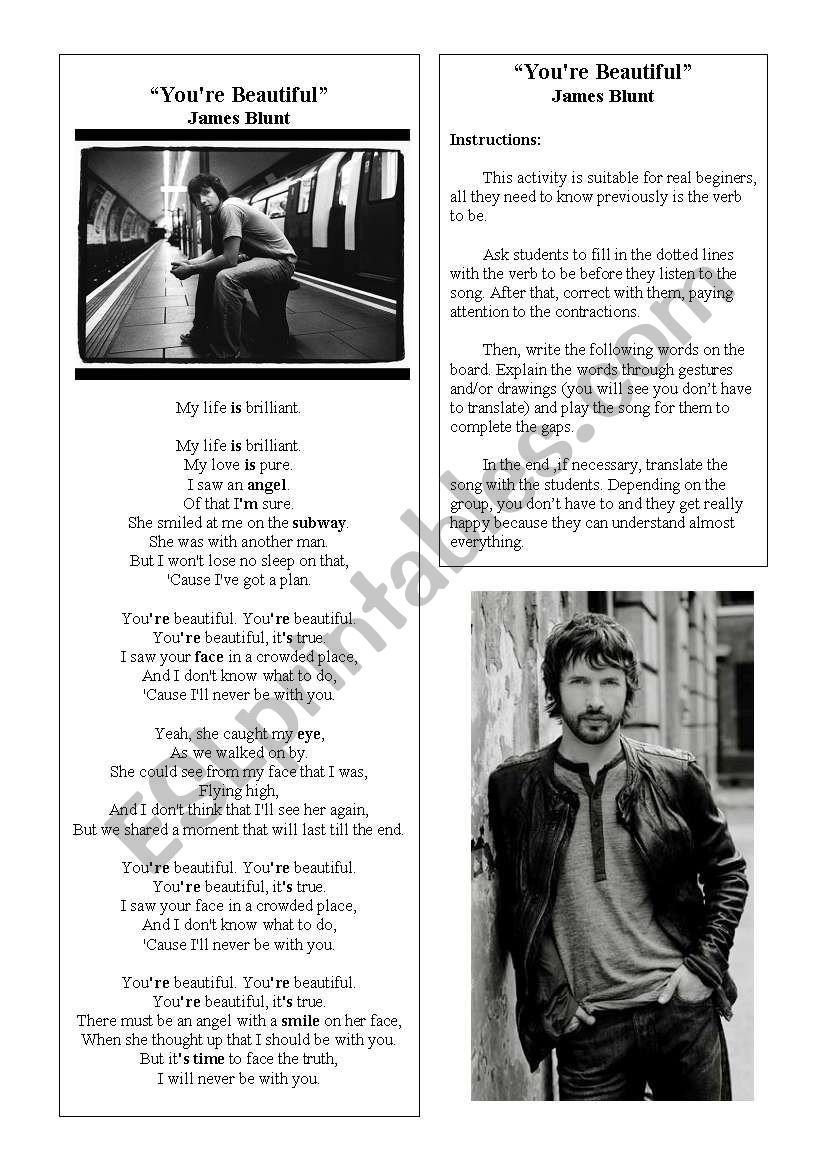 Music Activity James Blunt YouÂ´re Beautiful