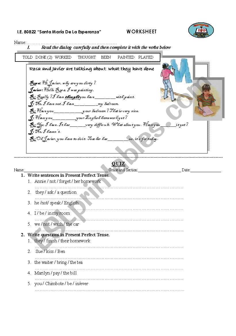 PRESENT PERFECT ACTIVITY (short dialog and a little quiz)