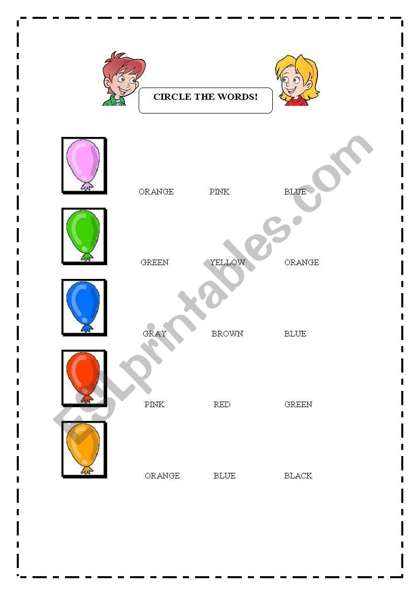 COLOURS worksheet