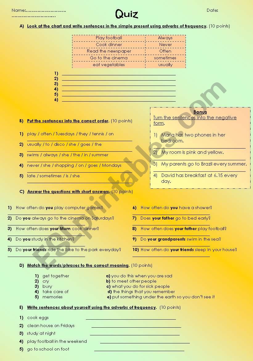 Simple Present and Adverbs of Frequency