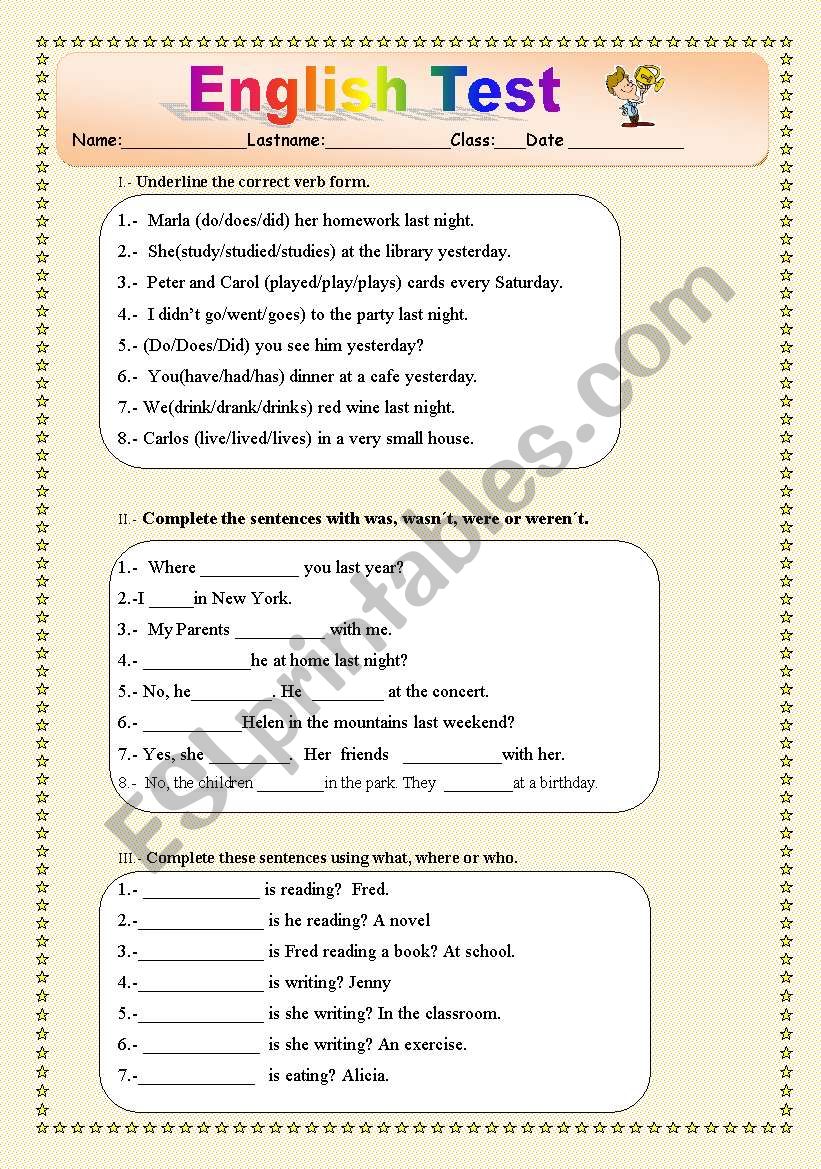 Simple Past worksheet