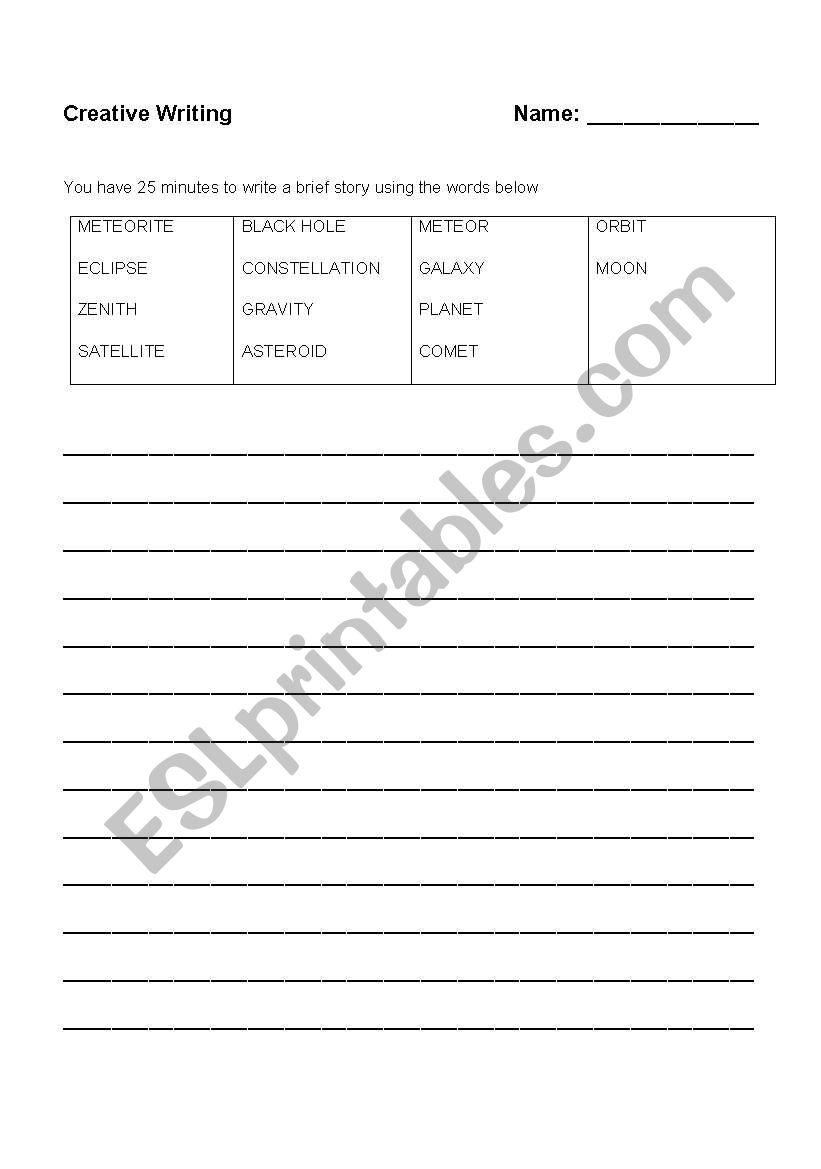 Creative Writing worksheet
