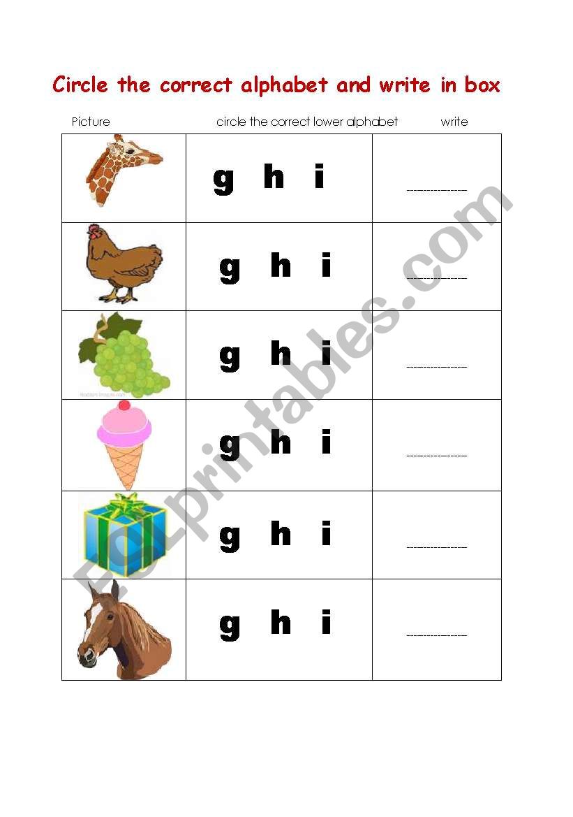 circle and write the alphabet worksheet