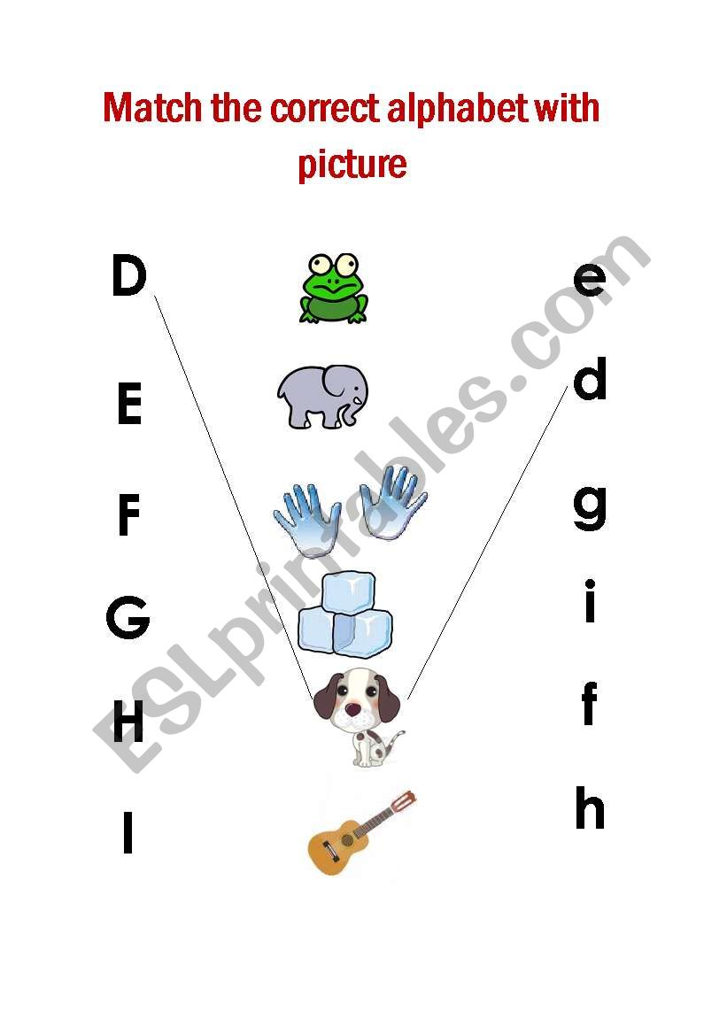 match alphabet with picture worksheet