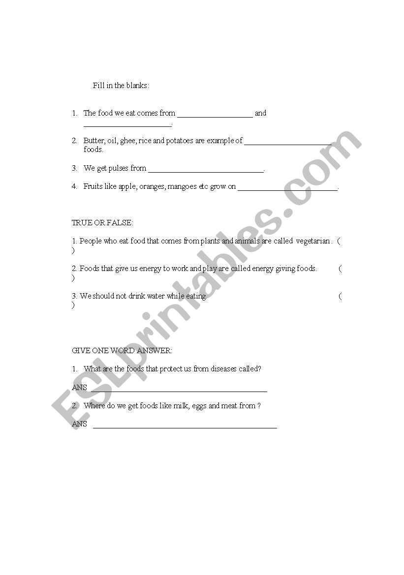 evs worksheet