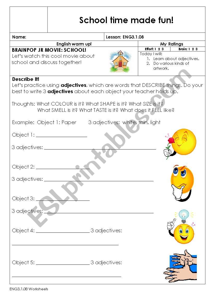 school time worksheet