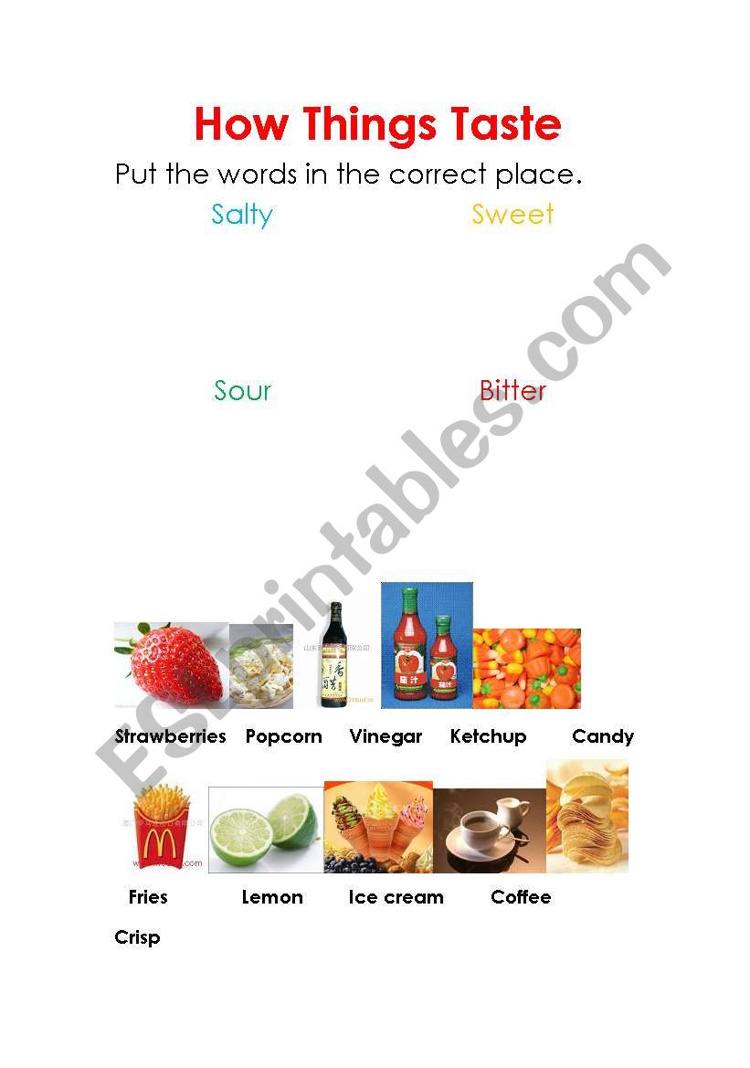 How Things Taste worksheet