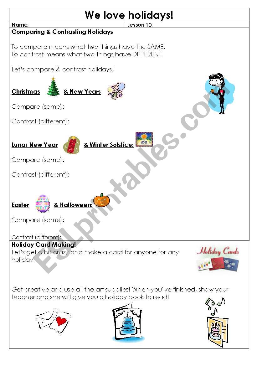 We love holiday worksheet