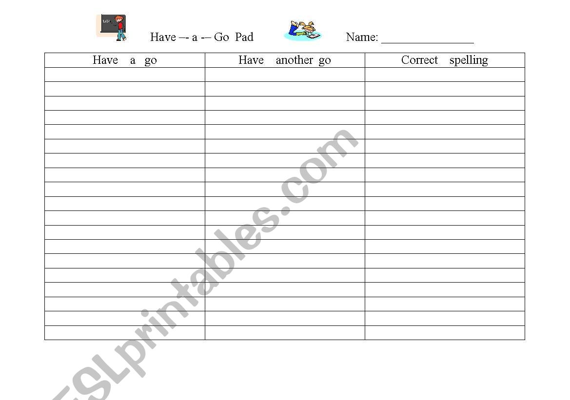 Have a go pad - spelling  worksheet