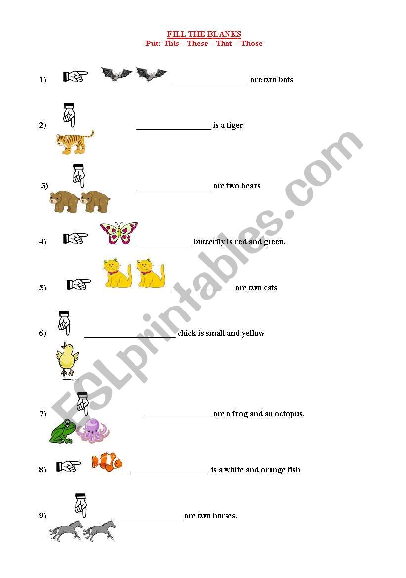 demonstratives worksheet