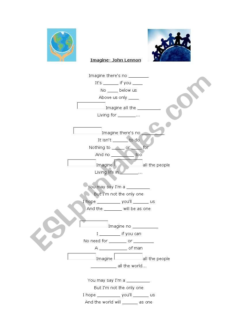 Imagine- John Lennon worksheet