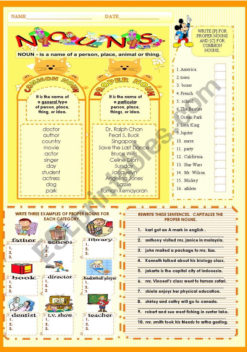 NOUNS worksheet