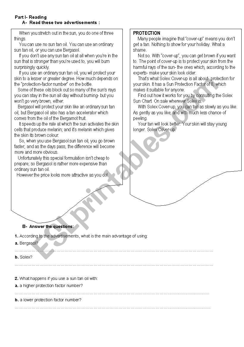 reading worksheet