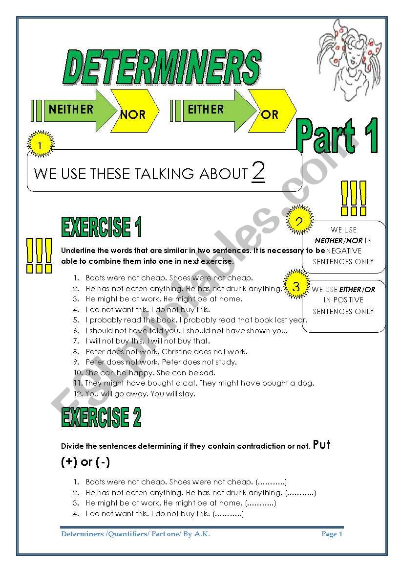 4 PAGES -NEITHER/NOR/EITHER/OR - KEY INCLUDED