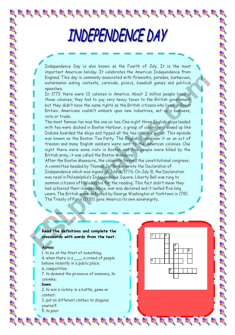 Independence Day worksheet