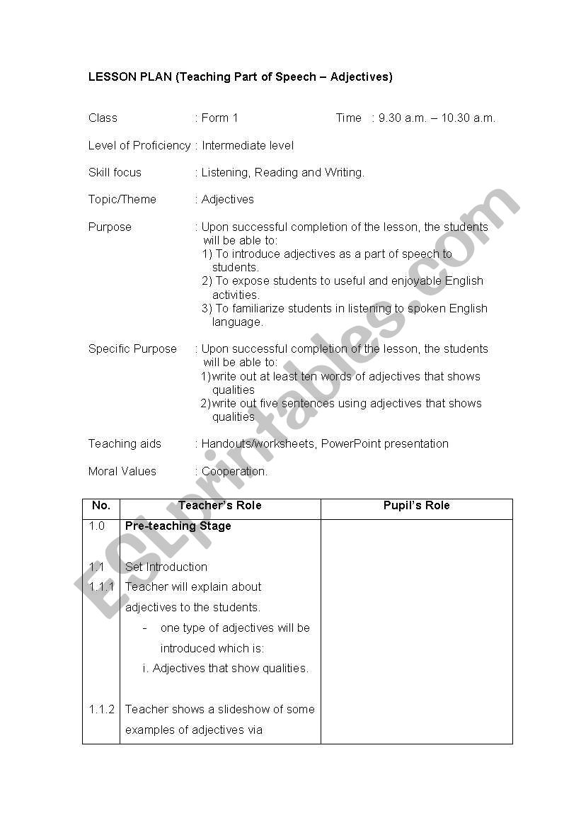 Teaching Writting worksheet