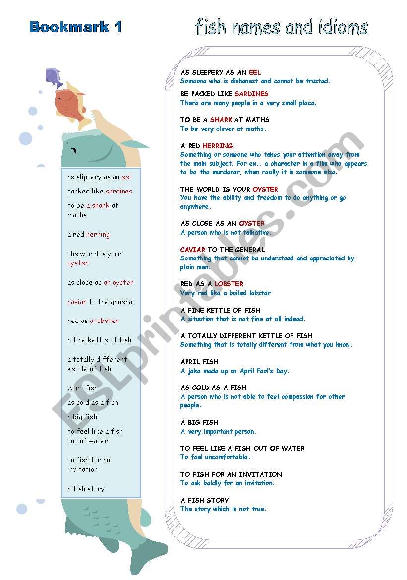 FISH BOOKMARK worksheet