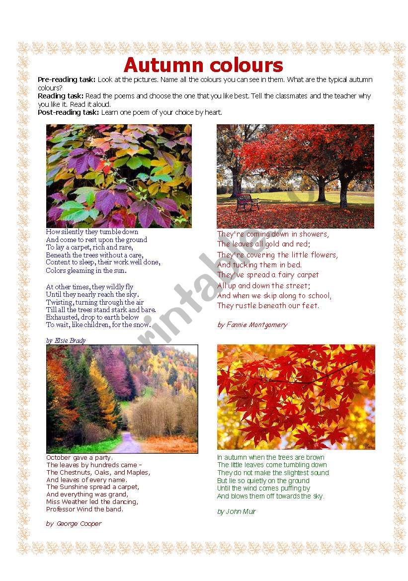 Autumn colours - a poetry lesson