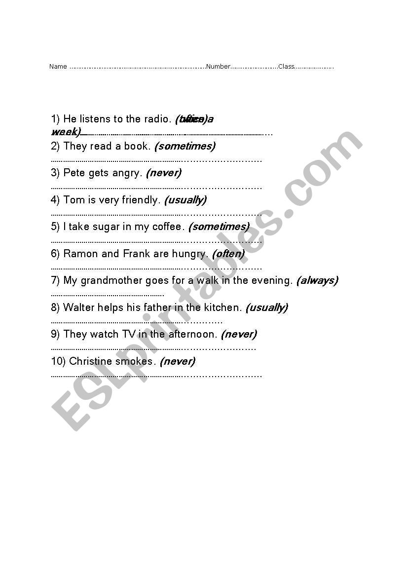 Adverb  worksheet