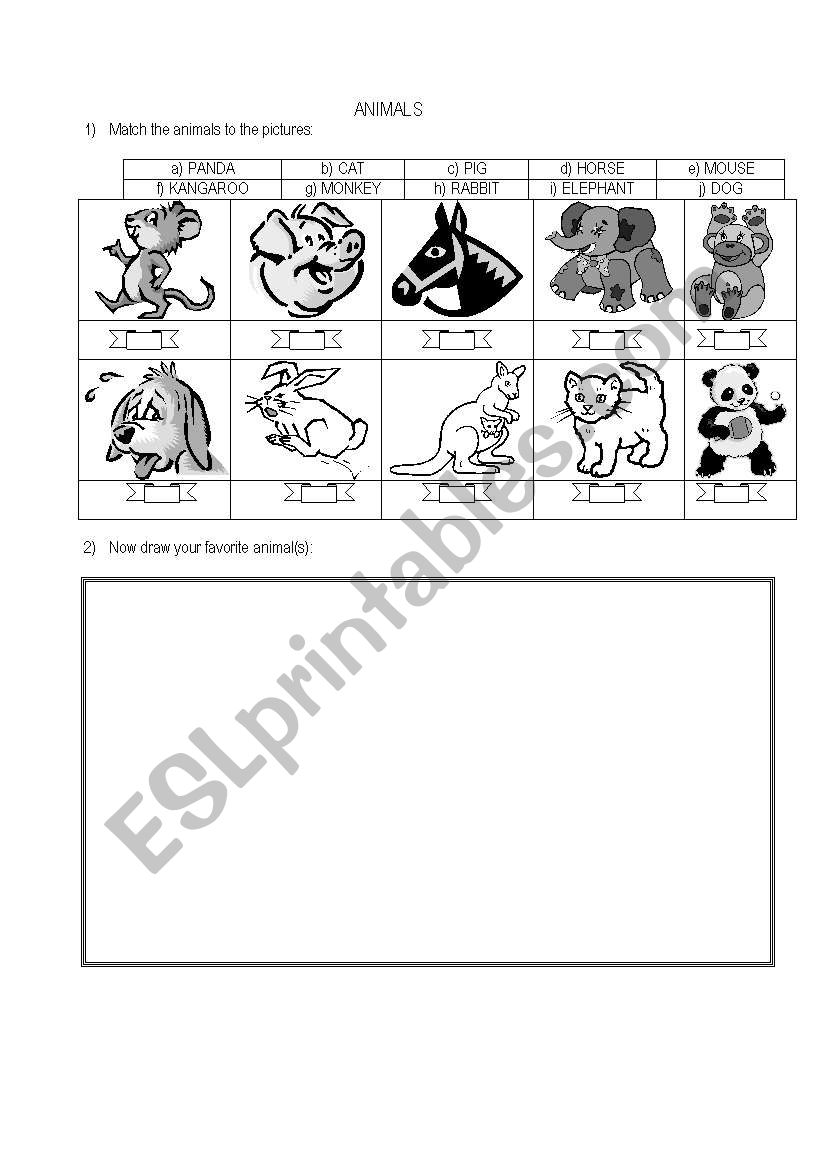 Drawing animals worksheet