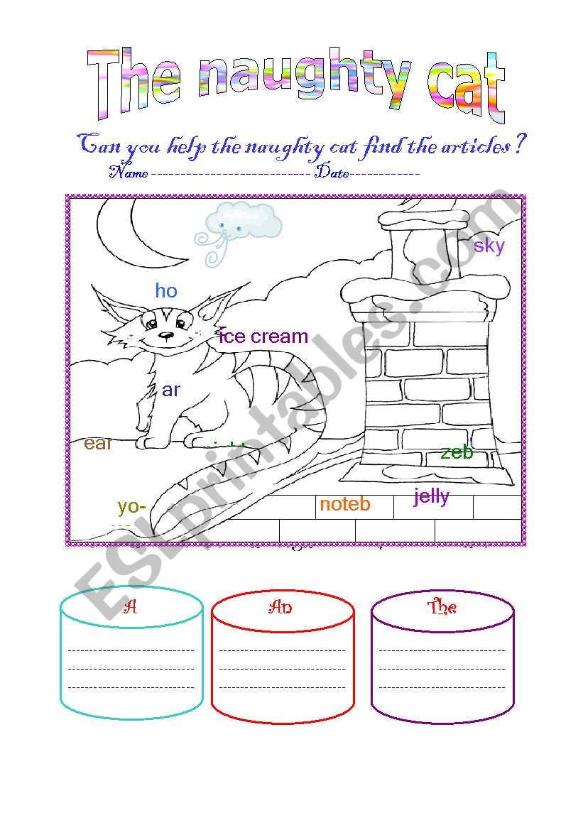 The naughty cat worksheet