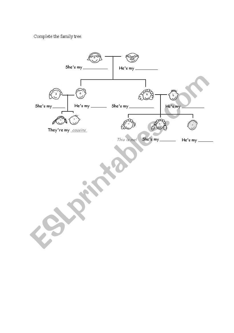 family tree black and white!! worksheet