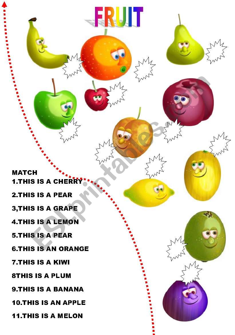 MATCH THE FRUIT worksheet