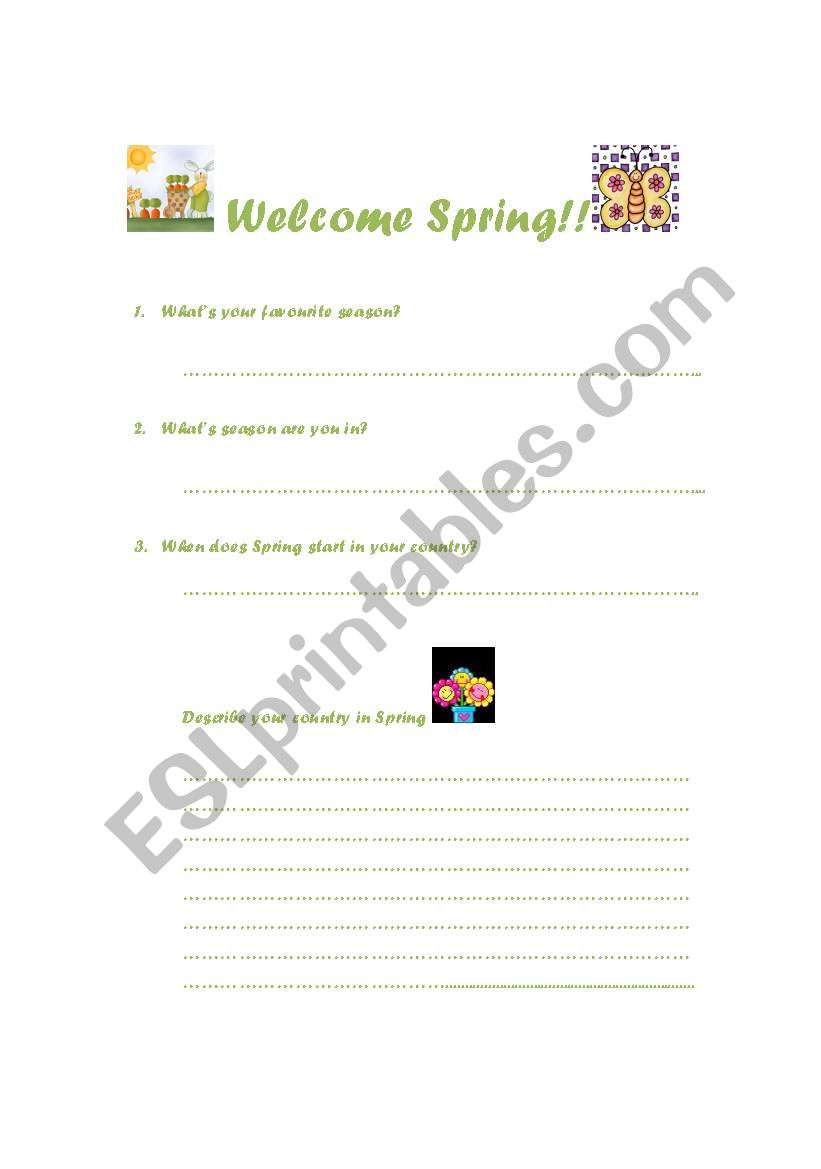 welcome spring worksheet