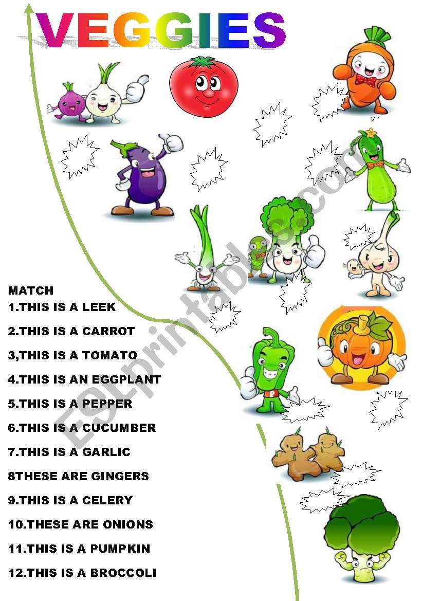 MATCH THE VEGGIES worksheet