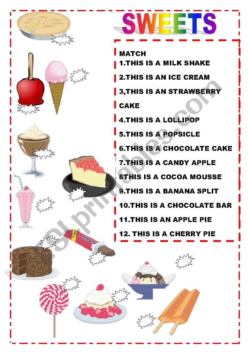 SWEETS MATCH worksheet