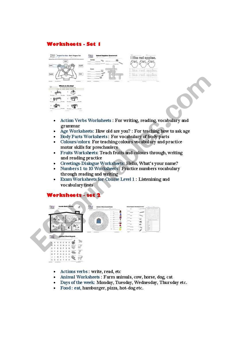 worksheets list worksheet