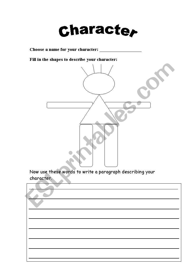 Describing a character worksheet