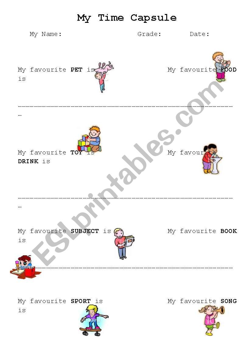Time Capsule 8yrs worksheet