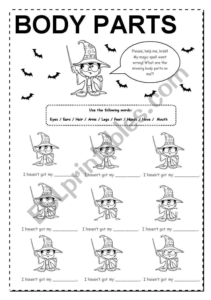 Body Parts with Harry Potter worksheet