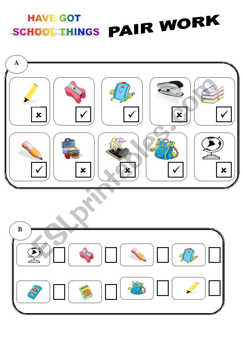 pairwork worksheet