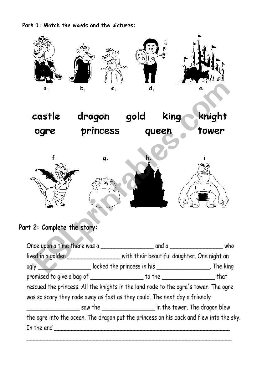 PRINCESS AND THE OGRE worksheet