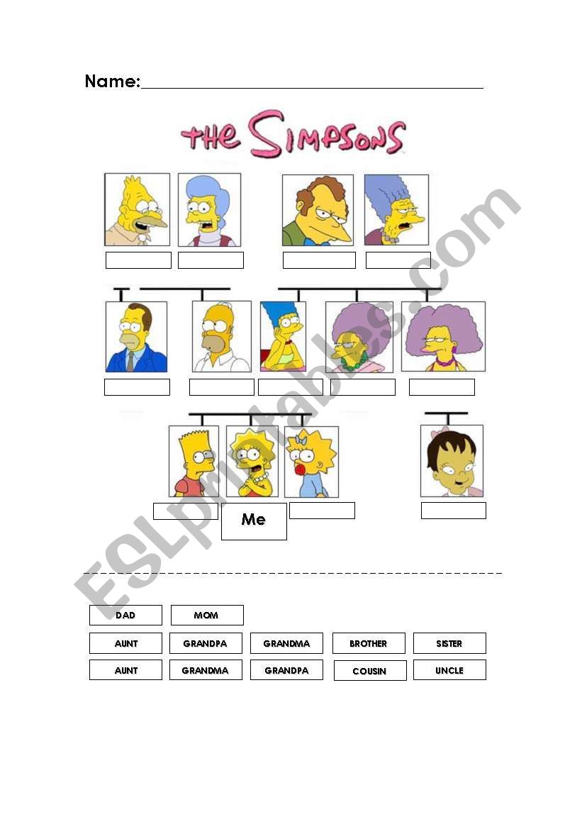 The Simpsons worksheet