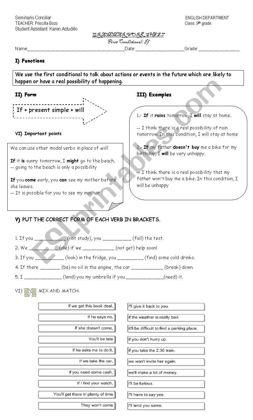 first conditional worksheet