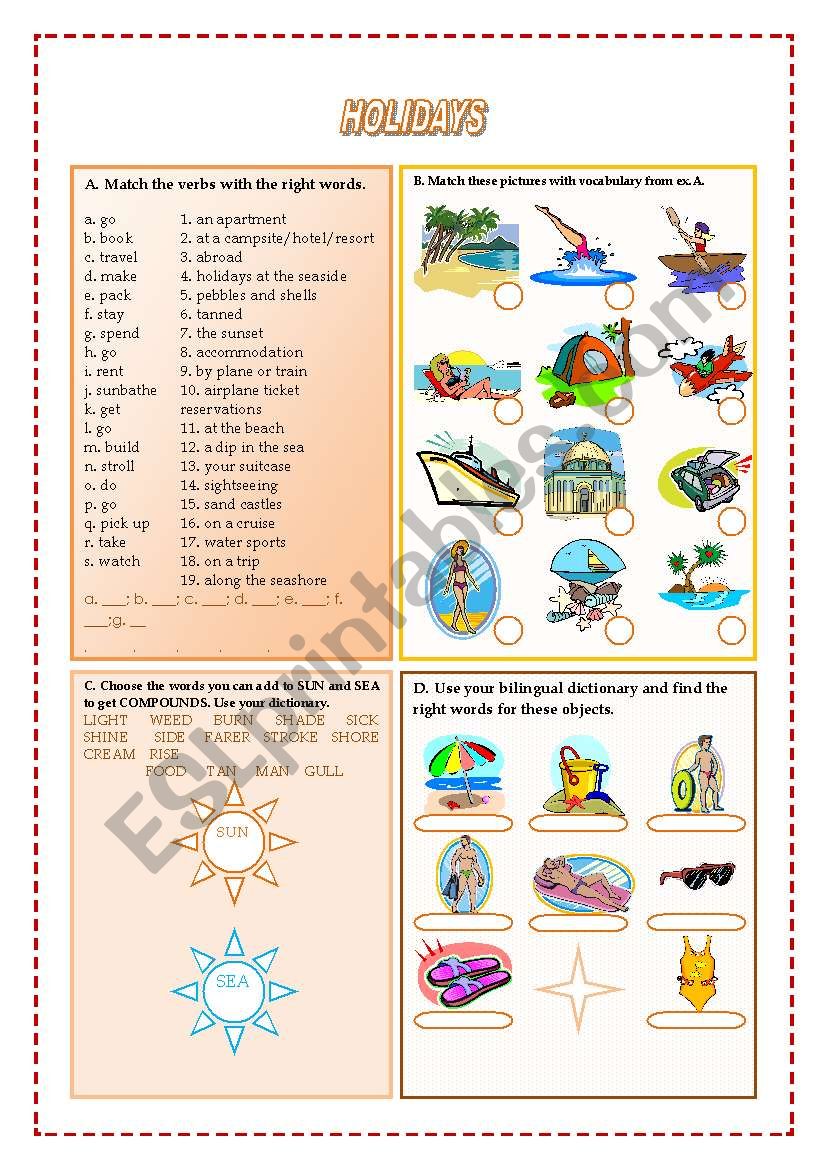 HOLIDAYS worksheet