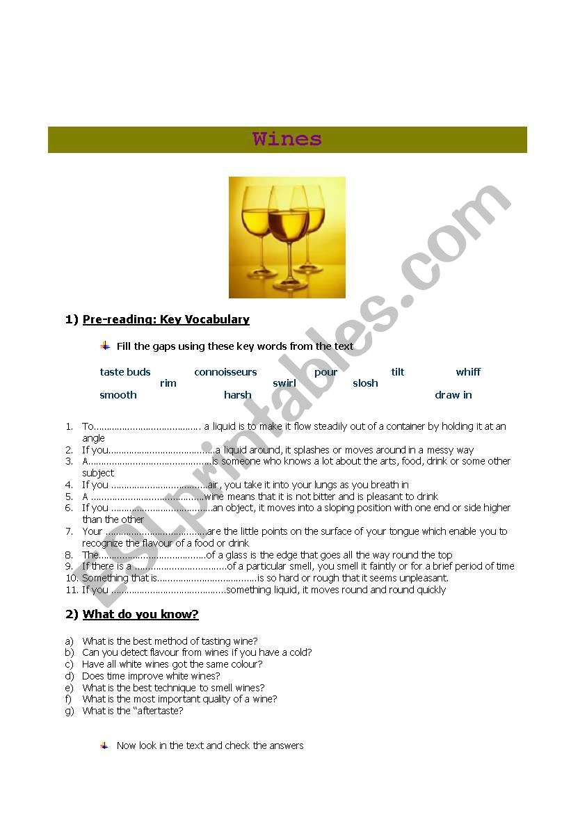 ALL ABOUT WINES worksheet