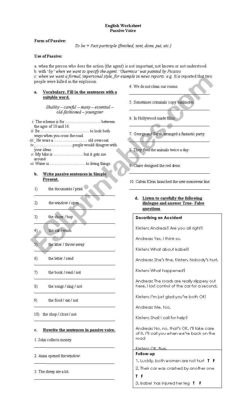 Passive Voice worksheet