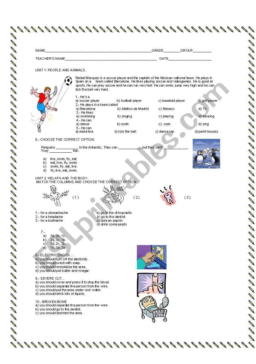 DIAGNOSTIC EXAM worksheet