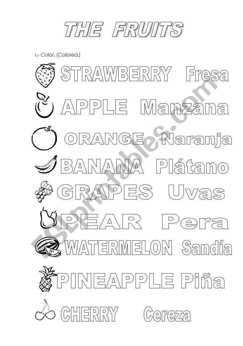 the fruits worksheet