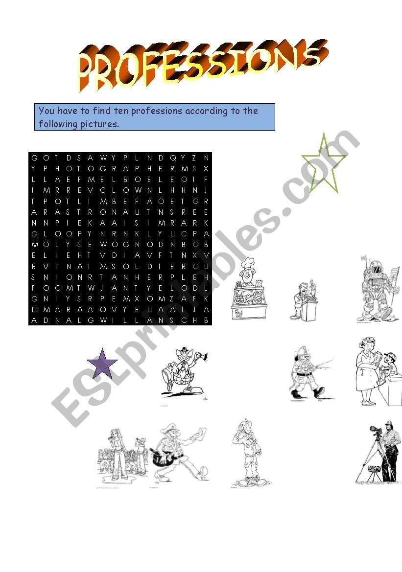 Professions worksheet