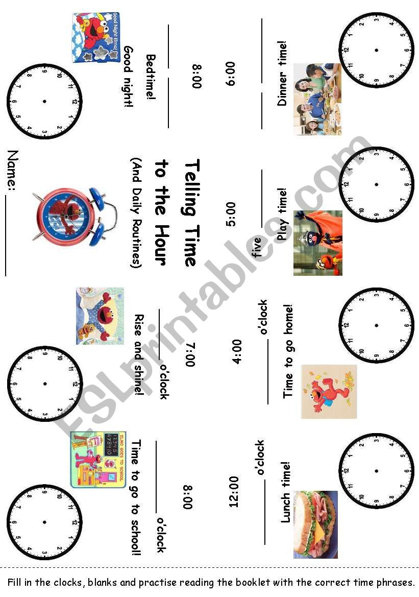 Editable Time and Daily Routines with Elmo Minibook #2 of 3