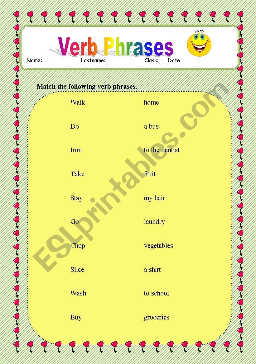 Verb Phrases 2 worksheet
