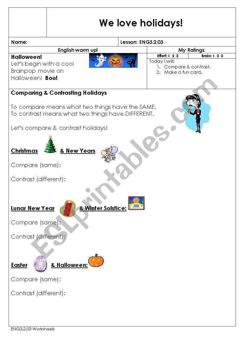 we love holiday! worksheet