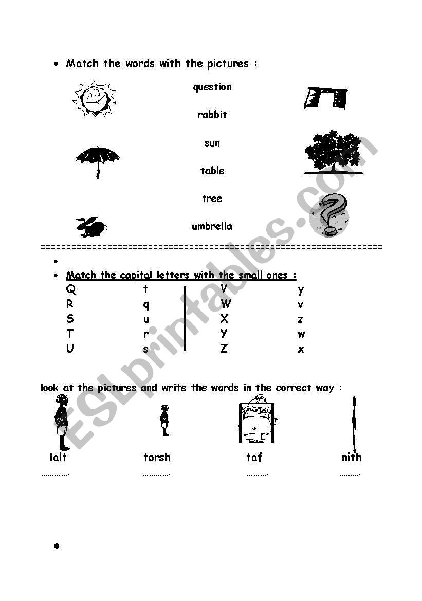 match , rearrange and choose exercise 