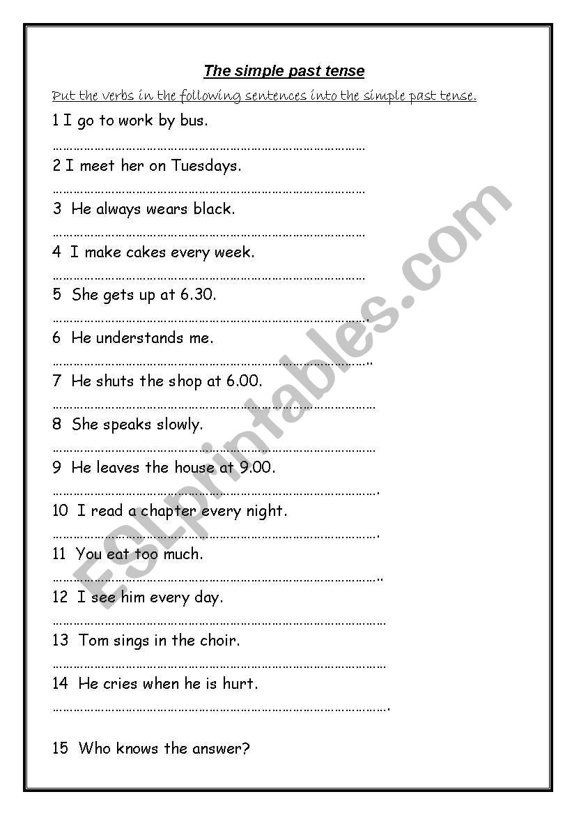 the past simple  worksheet